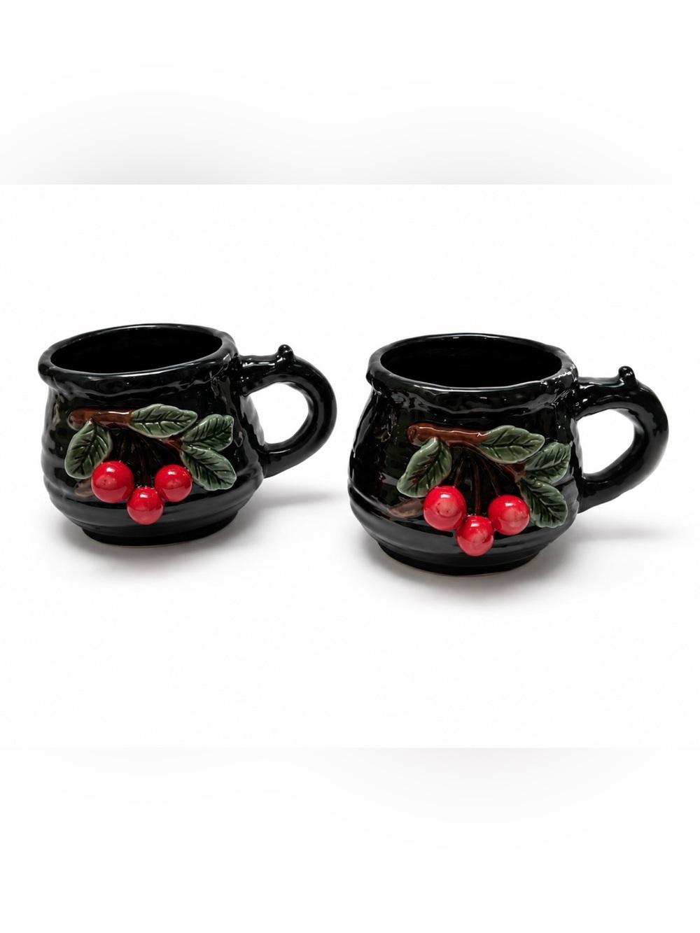 Apple Tree Design Set of 2 Cherry Tree Mugs Teacups NWOT Gorgeous RARE